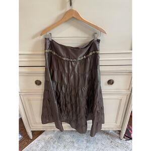 Vintage Y2K 90s Brown & Gold Skirt With Sequins. Maxi‎ Skirt. Flowy Size 9 READ